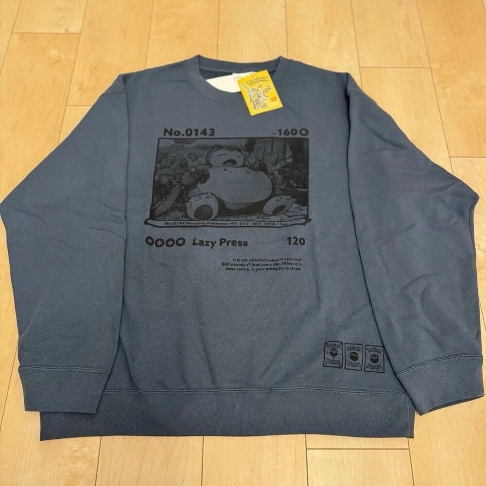 UNIQLO Pokemon Sweat shirt Snorelax Blue Japan L Long Sleeve Sweater US M Medium